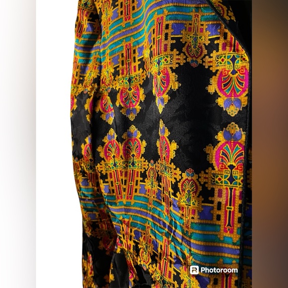 Vibrant Print 80s 100% Silk  Safe Silk by Adrianna Pappel VINTAGE BLAZER - Picture 6 of 7